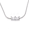 304 Stainless Steel Crystal Rhinestone Rectangle Link Chain Necklaces NJEW-T016-07S-4