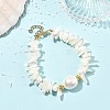 Ocean Oval Shell Pearl & Natural Shell Chip Beaded Bracelets for Women BJEW-JB14396-1
