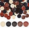 100Pcs 5 Colors 2-Hole Pearwood Buttons BUTT-HS0001-03-1