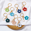 8Pcs 8 Color Flower Acrylic & Alloy Enamel Charm Keychains KEYC-PH01511-3