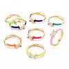 Brass Enamel Cuff Rings RJEW-T016-23-NF-1