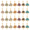 28Pcs 7 Styles Tibetan Style Alloy Gemstone Chip European Dangle Charms PALLOY-FH00009-1