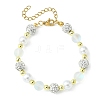 Synthetic Moonstone & Hematite & Plastic Pearl Round Beaded Bracelet BJEW-JB09560-1