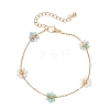 Glass & ABS Plastic Imitation Pearl Beads Link Bracelets BJEW-JB12572-02-3