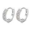 Brass Micro Pave Clear Cubic Zirconia Hoop Earrings LS-EJEW-S234-01P-1