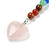 Natural Rose Quartz Heart Pendant Keychain G-Z033-05P-02-2