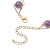 Natural Amethyst Round Beads Link Bracelets for Women BJEW-JB12149-02-4