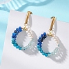 Natural Apatite & Natural Kyanite Faceted Round & Natural Cultured Freshwater Pearl Bead & 304 Stainless Steel Stud Dangle Earrings EJEW-JE07229-01-1
