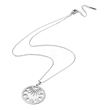 201 Stainless Steel Sun with Moon Phase Pendant Necklace with Cable Chains NJEW-Q317-04P