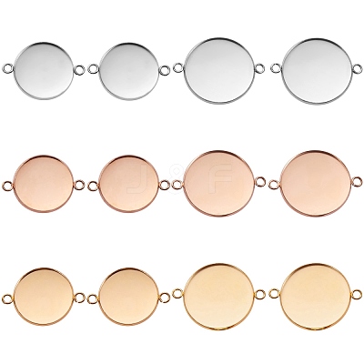12Pcs 6 Style 304 Stainless Steel Cabochon Connector Settings STAS-SZ0001-42-1