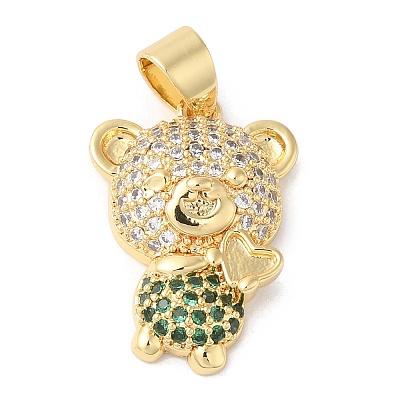 Rack Plating Brass Pave Cubic Zirconia Pendants KK-R144-16G-1