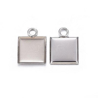 Non-Tarnish 304 Stainless Steel Pendant Cabochon Settings X-STAS-P210-03P-1