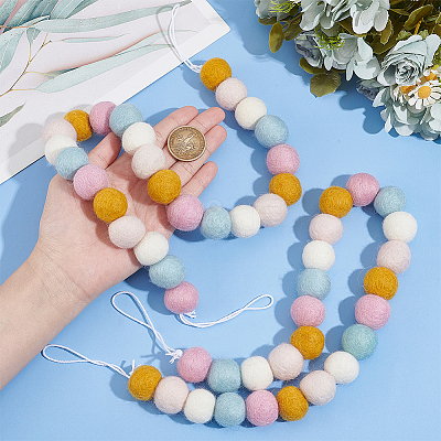 Wool Felt Pom Pom Ball Curtain Tiebacks HJEW-AB00571-1