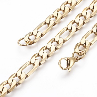 Ion Plating(IP) 304 Stainless Steel Figaro Chain Bracelets BJEW-P236-20G-1