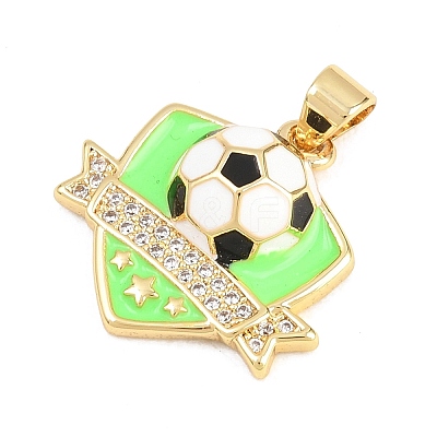 Football Brass Micro Pave Cubic Zirconia Pendants KK-A297-09F-G-1