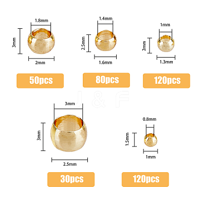 400Pcs 5 Style Brass Beads KK-FH0005-36G-1