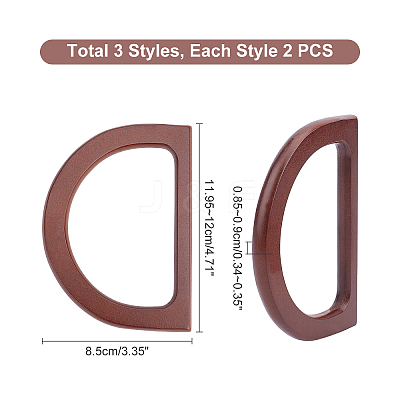 6Pcs 3 Style Wood Bag Handles FIND-PH0001-39-1