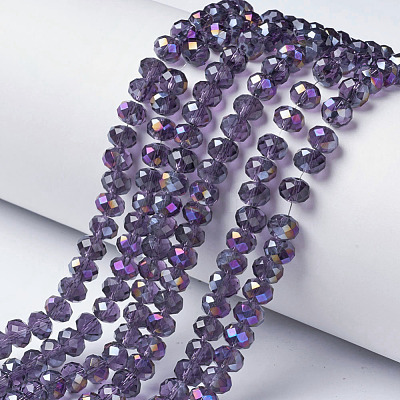 Electroplate Transparent Glass Beads Strands EGLA-A034-T4mm-F09-1
