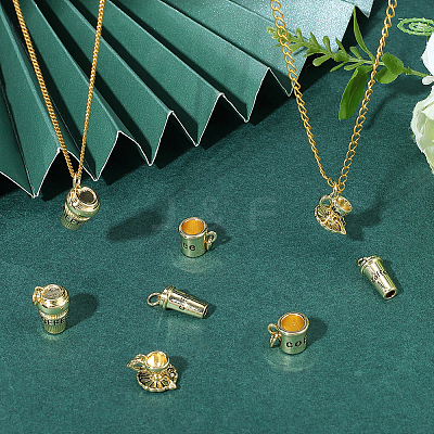 8Pcs 4 Styles Brass Enamel Charms KK-BBC0023-94-1