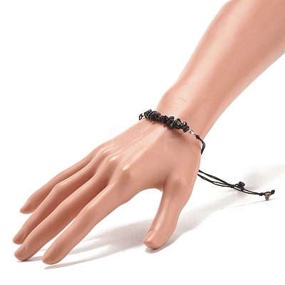 Natural Obsidian Chips Braided Bead Bracelet BJEW-JB08019-08-1