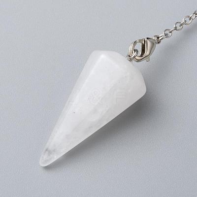 Platinum Tone Brass Crystal Cone Hexagonal Pointed Dowsing Pendulums MAK-M015-01I-1