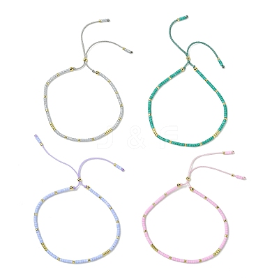 5Pcs Adjustable Glass Cylinder Seed Beads Slider Bracelet Sets BJEW-JB11455-1