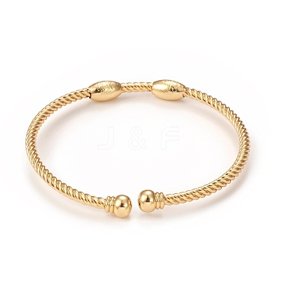 Rack Plating Brass Cuff Bangles with Bead BJEW-E071-07G-1