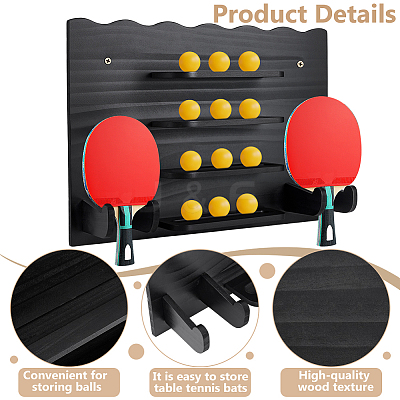 1 Bag Pine Wooden Wall-mounted Table Tennis Racket Storage Rack AJEW-CL0003-43-1