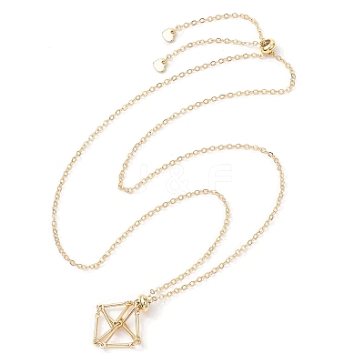 Crystal Stone Cage Pendant Necklaces NJEW-JN04766-01-1