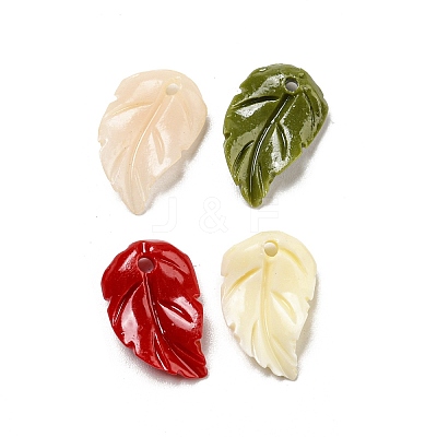 Synthetic Coral Dyed Leaf Charms CORA-Q034-02-1