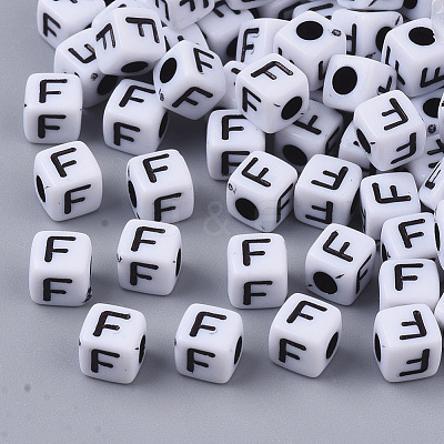 White Opaque Acrylic Beads MACR-R869-02F-1