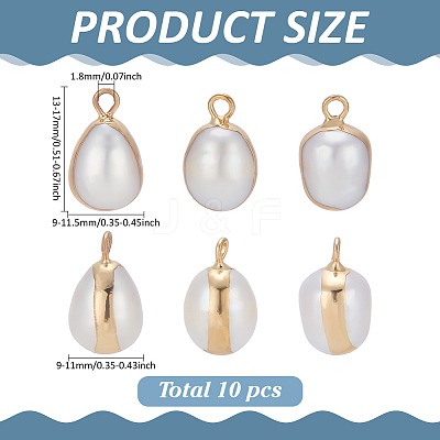 10Pcs Electroplate Natural Baroque Pearl Keshi Pearl Pendants PEAR-ME0001-01-1