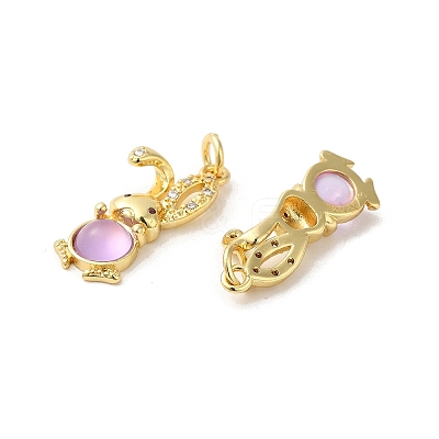 Rack Plating Brass Micro Pave Cubic Zirconia Jade Pendants KK-K377-92G-01-1
