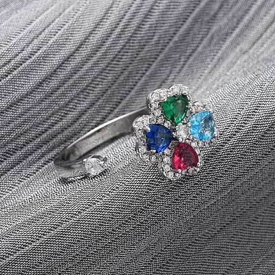 Brass Micro Pave Cubic Zirconia Rotating Cuff Rings for Women RJEW-M099-01P-1