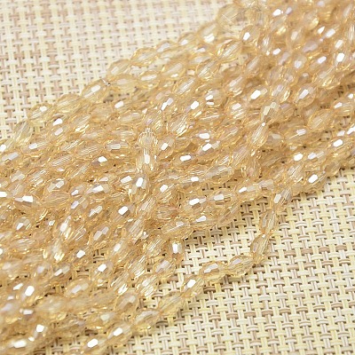 Electroplate Glass Beads Strands X-EGLA-J013-4X6mm-F23-1