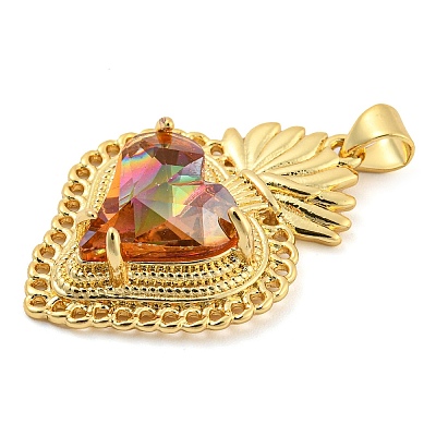 Rack Plating Brass Pendants ZIRC-L100-163G-1