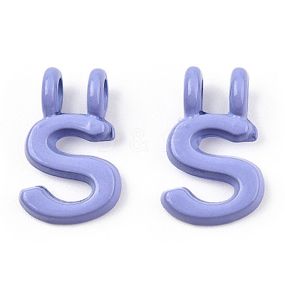 Rack Plating Spray Painted Alloy 2-Loop Link Pendants PALLOY-N176-01S-1