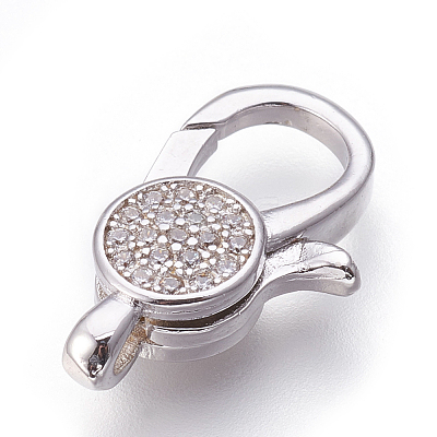 Brass Micro Pave Cubic Zirconia Lobster Claw Clasps KK-O106-28P-1