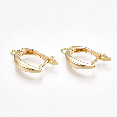 Brass Hoop Earring Findings with Latch Back Closure X-KK-S350-072G-1