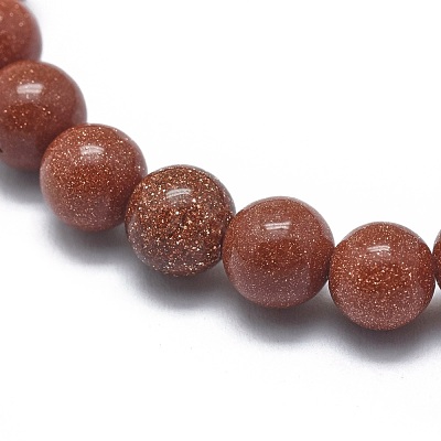 Synthetic Goldstone Bead Stretch Bracelets BJEW-K212-C-002-1