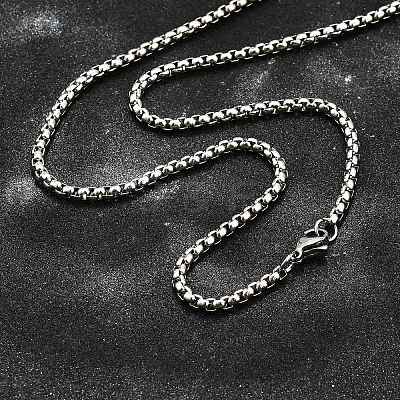 Non-Tarnish 304 Stainless Steel Box Chain Necklaces NJEW-O110-05H-P-1