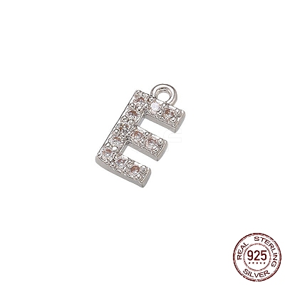 Real Platinum Plated Rhodium Plated 925 Sterling Silver Micro Pave Clear Cubic Zirconia Charms STER-P054-10P-E-1