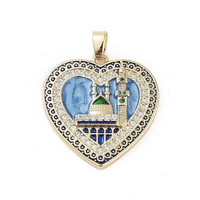 Rack Plating Brass Micro Pave Clear Cubic Zirconia Pendants KK-H474-24A-04G-1