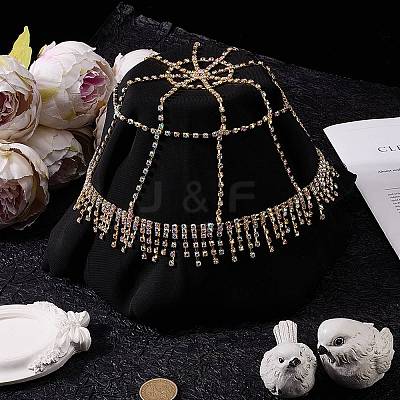 Alloy Rhinestone Mesh Headbands OHAR-WH20007-05G-01-1