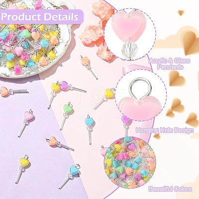 100Pcs Acrylic & Glass Pendants PALLOY-CJ00180-1