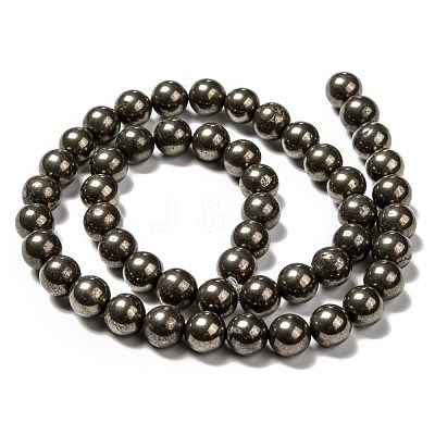 Natural Pyrite Beads Strands G-L031-8mm-01-1