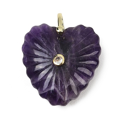 Natural Amethyst Carved Pendants G-C276-01G-03-1