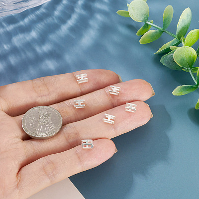 6Pcs 925 Sterling Silver Hollow Initial Beads STER-TA0001-53H-1