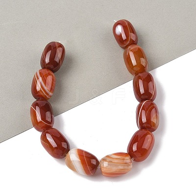 Natural Banded Agate/Striped Agate(Dyed & Heated) Beads Strands G-H324-01G-1