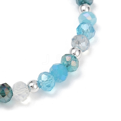 3Pcs 3 Colors Faceted Round Electroplate Glass Beads Stretch Bracelets for Women BJEW-JB11628-1